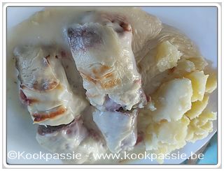 kookpassie.be - Witloof met hesp in oven en gekookte aardappelen