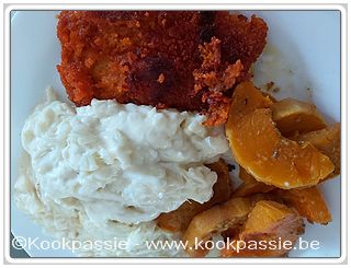 kookpassie.be - Wienersnitzel (Reclame Lidl) met bloemkool en kaasbechamel en pompoen in de oven