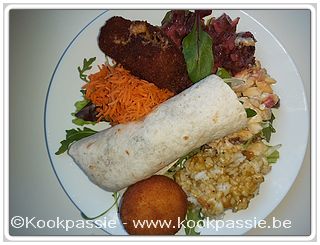 kookpassie.be - Groentenschotel met restje Kalkoenwrap, kaas- en garnaalkroket