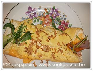 kookpassie.be - Wrap met omelet, kaas, hesp en rucola