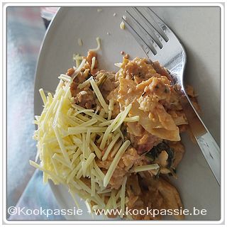 kookpassie.be - Uit de vriezer: Aubergines, courgette, spinazie, kip, hesp, tomatensaus en bechamel