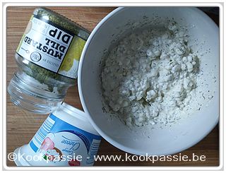 kookpassie.be - Cottage cheese (Lidl) met Mustard Dill Dip (Oil & Vinegar) 1/2