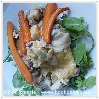 kookpassie.be - Gegratineerde tortellini met prei en duo van vis en surimi met visbechamel (1092)