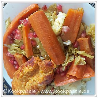 kookpassie.be - Restjes spitskool en couscous met wortel uit de oven (890) en gebakken kipschnitzel