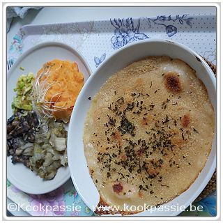 kookpassie.be - Saint-Jacques gratinées met bordje groenten: wortelstoemp, witloof, prei en witloof 1/2