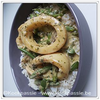 kookpassie.be - Inktvis, scampi in boursinroomsaus