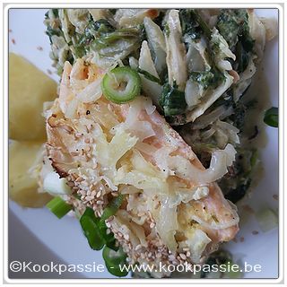 kookpassie.be - Tagliatelle van witte kool met spinazie en zalm