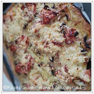 kookpassie.be - Pizza met eekhoorntjesbrood (hier champignons)