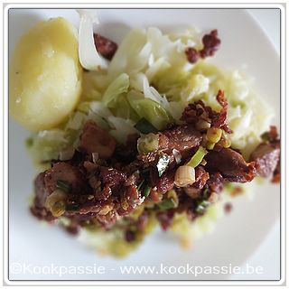 kookpassie.be - Kung pow Meet / Varkenssneden (Chef David) met savooi en aardappel
