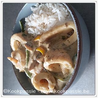 kookpassie.be - Inktvis, scampi in boursinroomsaus