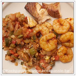 kookpassie.be - Kerstavond menu - Foodsaver: scampi, zalm, caponata