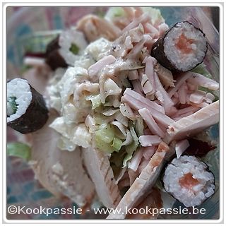 kookpassie.be - Koude sla met kip en een restje sushi