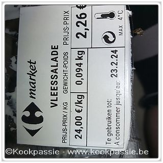 kookpassie.be - De prijs van Vleessalade in Carrefour Market : 968 BEF/kg