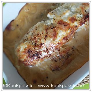 kookpassie.be - Kabeljauw in de oven. Saus = Bechamel met ingekookt mosselsap en mosselen (vriezer voorraadje)