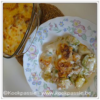 kookpassie.be - Broccoli en spruitjesovenschotel met kippengehakt