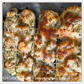 kookpassie.be - Courgettes gratinées aux crevettes et à l’ail 1/2