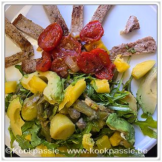 kookpassie.be - Lauwe salade met nog es prinsessenboontjes, avocado en lenteui