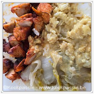 kookpassie.be - Kalkoen met witloof, rijst en currysaus
