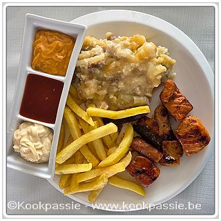 kookpassie.be - Kippebrochette met frietjes en bloemkoolgratin