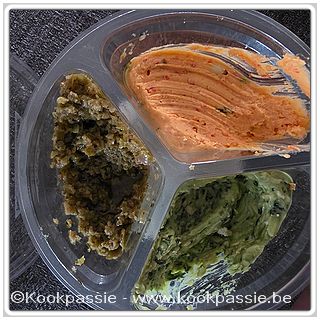 kookpassie.be - Delhaize: Trio tapenade: 1/ Met groene olijven 2/ met zoete peper 3/ met pesto en gerijpte kaas - Aanrader