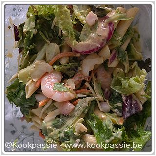 kookpassie.be - Salade Carrefour: Scampi's en cocktaildressing (LSF)