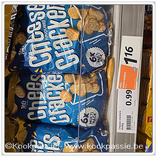 kookpassie.be - Cheese Crackers Action = zoute koekjes 1,16 €/6 zakjes