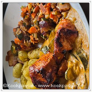 kookpassie.be - Restjes met spaghetti wokgroenten in olijfolie met kalkoenbrochette