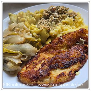 kookpassie.be - Schar met puree en witloof en rest bloemkool