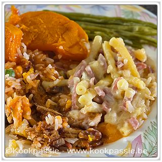 kookpassie.be - Restjes dag aangevuld met macaroni met hesp en kaas