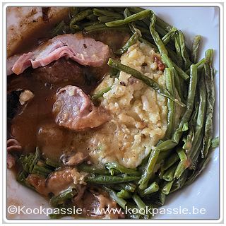 kookpassie.be - Colruyt boni: Orloffgebraad in roomsaus met aardappelpuree en groentebereiding (1/2)