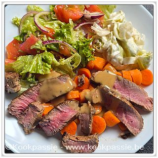 kookpassie.be - Filet pur, 2 de dag met sla, tomaat, rode ui en vinaigrette