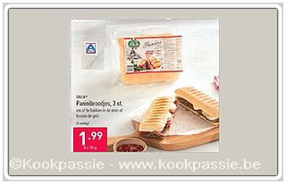kookpassie.be - Panini broodje Aldi (duur, weinig smaak, 3st 70 g - 1,99€) met rucola, mozzarella, rode pesto en rauwe ham 1/3
