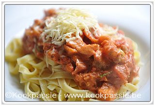 kookpassie.be - Penne - Penne aux aubergines, tomates fraîches, mozzarella et basilic