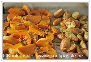 kookpassie.be - Pompoen en Aardappelen met rozemarijn in de oven