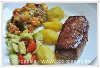 kookpassie.be - Lamsvlees, microgolf aardappeltjes met restje groentjes