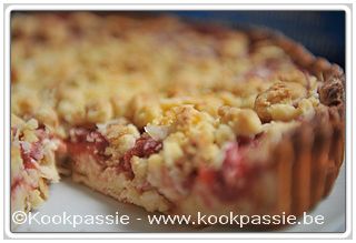 kookpassie.be - Home made Rabarber crème pâtissière taart met crumble