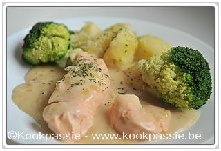 kookpassie.be - Zalm in witte wijnsaus en broccoli