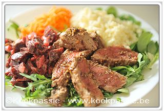 kookpassie.be - Steak Chimichurri en olijfolie met rauwe groenten en rijst (2dagen=)