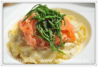 kookpassie.be - Gratin de pâtes au saumon et à la fourme d'ambert - Pappardelle met gerookte zalm en gorgonzola