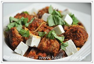 kookpassie.be - Gehaktballetjes met aubergine tomatensaus en spaghetti