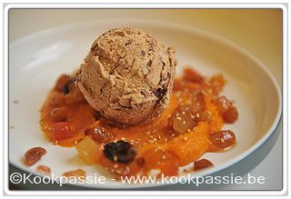 kookpassie.be - Crème van zoete aardappel met ijs en gedroogd fruit