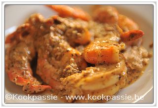 kookpassie.be - Scampi - Verse scampi met lookkruiden en Chimichurri roomsaus