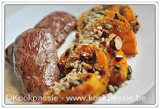 kookpassie.be - Lamsvlees met Pompoen uit de oven (1298) en Vegetarische parmezaan (1093)