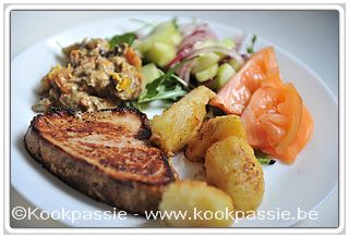 kookpassie.be - Kalfsfilet met rauwe groenten en gebakken aardappelen
