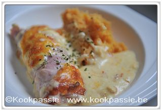 kookpassie.be - Witloof met hesp, bechamel en bataat/aardappel puree