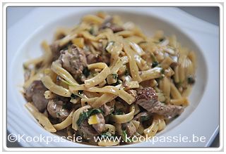 kookpassie.be - Romige tagliatelle met biefstuk