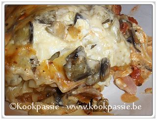 kookpassie.be - Pasta met aubergines, tomatensaus en bechamel 1/3