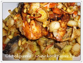 kookpassie.be - Zalm met champignons, prei en pasta