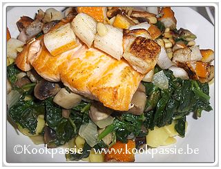 kookpassie.be - Zalm met champignons en spinazie