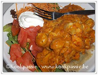 kookpassie.be - Kip - Kippenworst met tomatensaus en ravioli